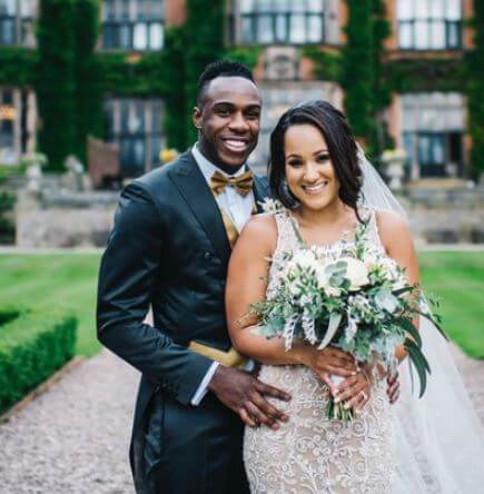 Debbie Whittle with her husband Michail Antonio on their wedding.